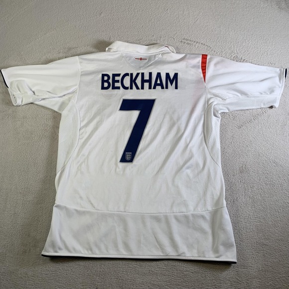 England National Team Shirt Jersey Mens L White Soccer Umbro Beckham Home Static - Picture 12 of 15